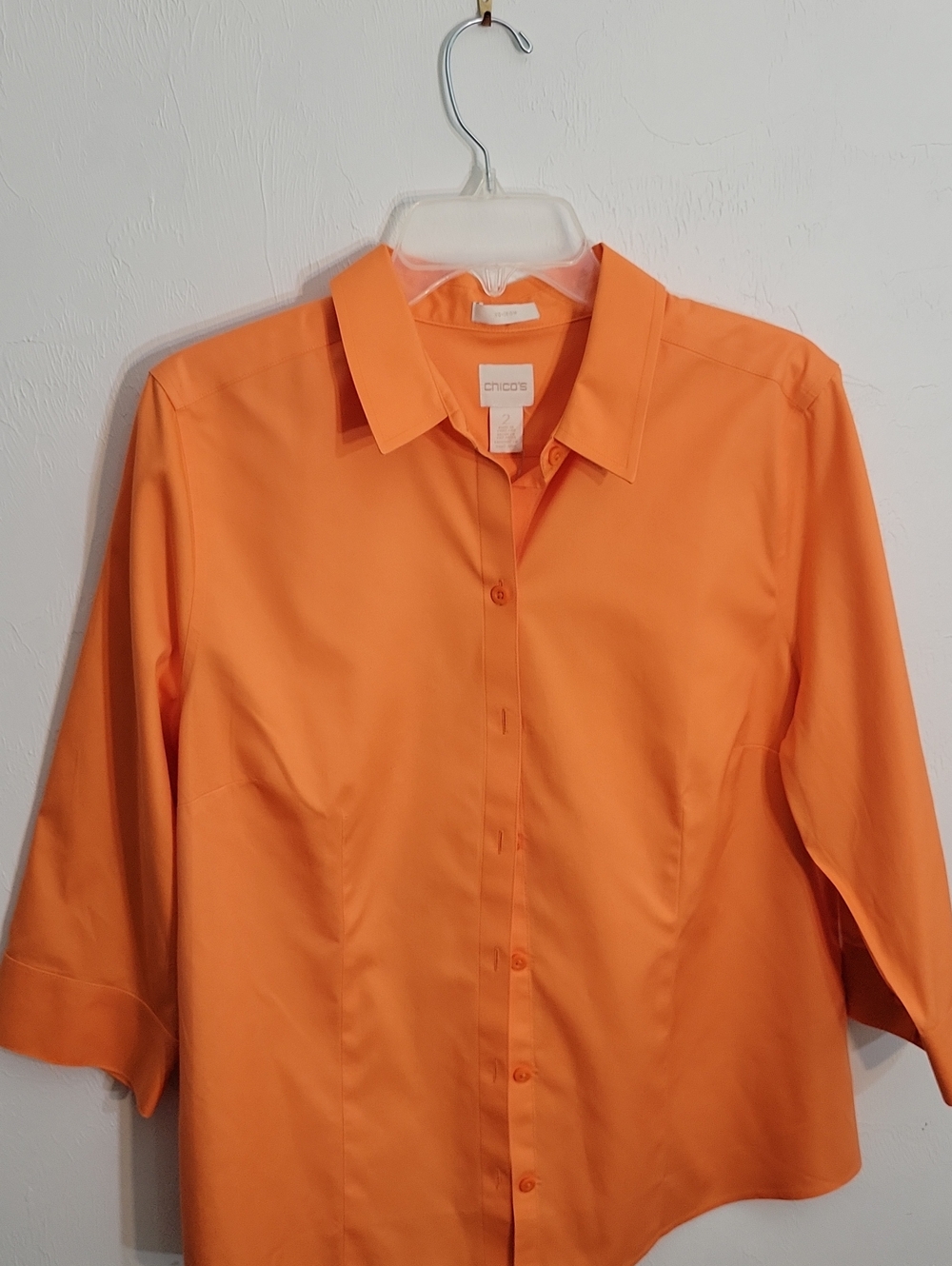 Chico's Bright Orange Button-Front Collared Women's Shirt